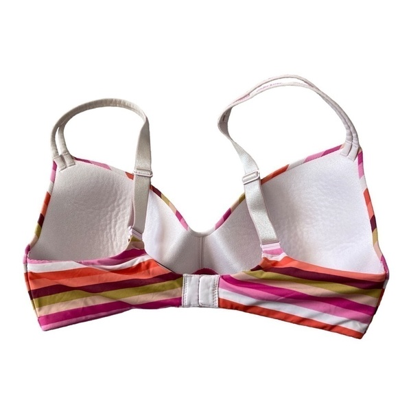 Victoria’s Secret 32C bra t-shirt lightly lined no underwire pink white orange - Picture 2 of 7